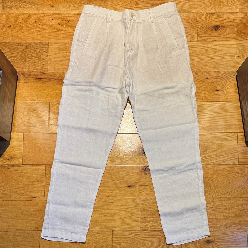 Zara Light Beige/Tan Linen Blend Chinos